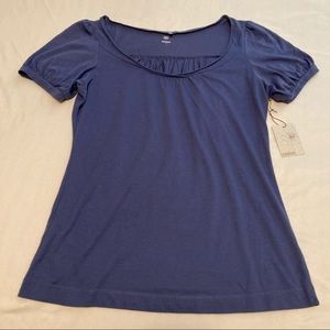 New Blue CASLON Scoop Neck T-Shirt
